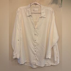 C&C CALIFORNIA Linen Blend  Button-Front Top